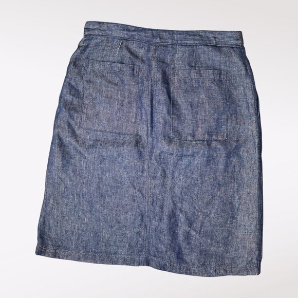 Steven Alan Blue Chambray Linen Skirt Lightweight Made In USA Size 6 - Picture 7 of 8